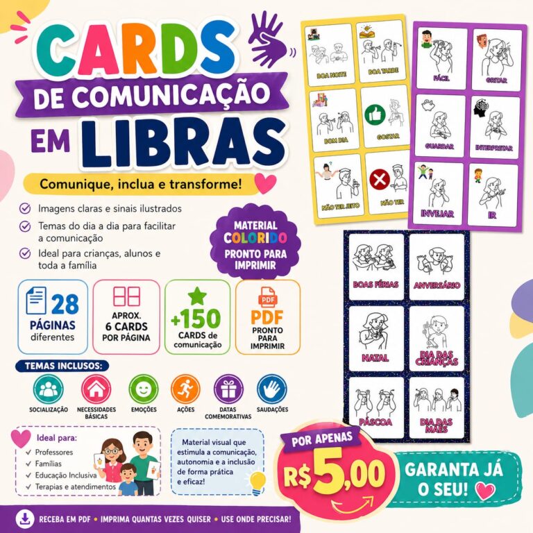 Cards de comunicação em Libras
