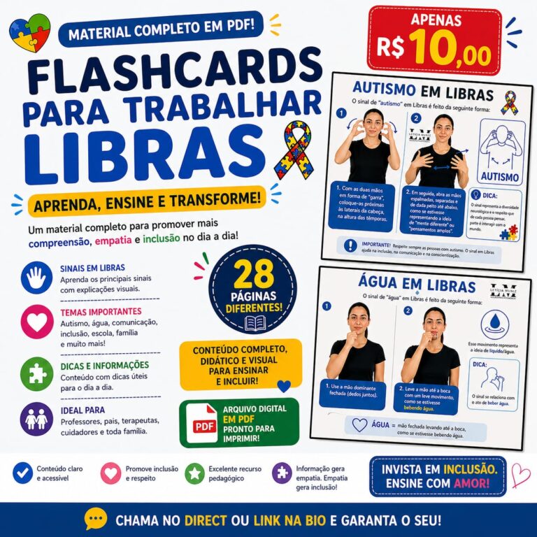 Flashcards para trabalhar libras